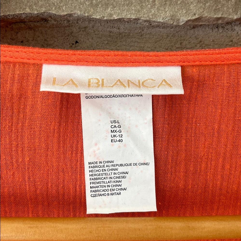 NWT La Blanca Vibrant Orange Crochet Swim Cover-Up Size Large - Picture 2 of 15